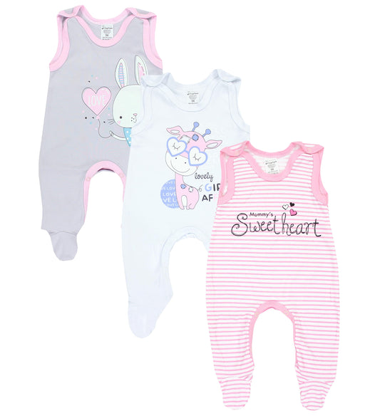 TupTam Baby Girls Rompers with Print Saying 3-Pack 