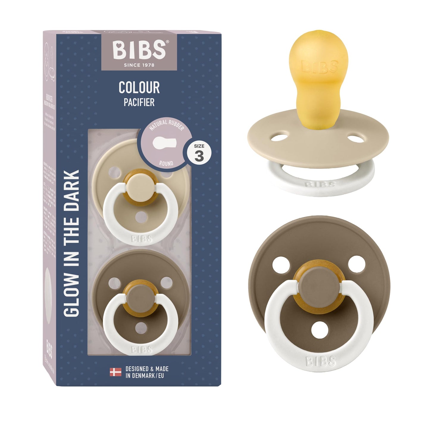 BIBS Colour Schnuller 2er-Pack, BPA-frei, Kirschform Nippel. Naturkautschuk/Latex, Hergestellt in Dänemark. Größe 2 | 6+ Monate | 2-Pack, Coral/Ruby