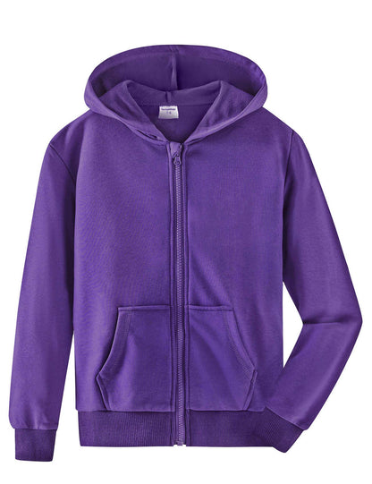 Spring&Gege Jungen Hoodie Sweatjacke Basic Einfarbig Baumwoll Kapuzenjacke für Kinder（3-12 Jahre）