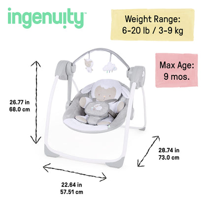 Ingenuity, tragbare Babyschaukel, Cuddle lamp - mit Melodien, Zeit- und Schaukeleinstellung