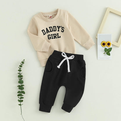 Baby Unisex Weihnachten 2-teilige Hosen Set Jungen Mädchen Weihnachten Outfit Langarm Lebkuchen Papas Mädchen Briefdruck Sweatshirt + Jogginghose Weihnachten Outfit Set Weihnachten Streetwear