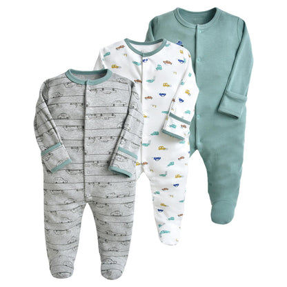 amropi Baby Mädchen Schlafstrampler 3er Pack Jungen Pyjamas Baumwolle Overalls Strampler für 0-12 Monate