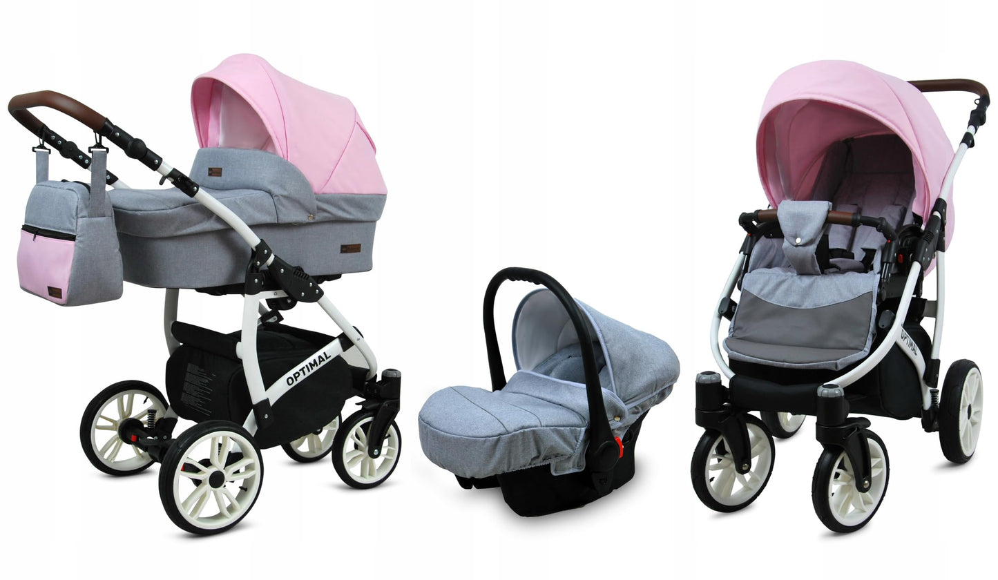 BabyLux® Kinderwagen Set 4 in 1 - Optimal - incl. Babywanne, Buggy Sportsitz, Auto-Babyschale, ISOFIX-Basisstation - Autositz - Kinderwagenset - Kombikinderwagen mit Wickeltasche usw.