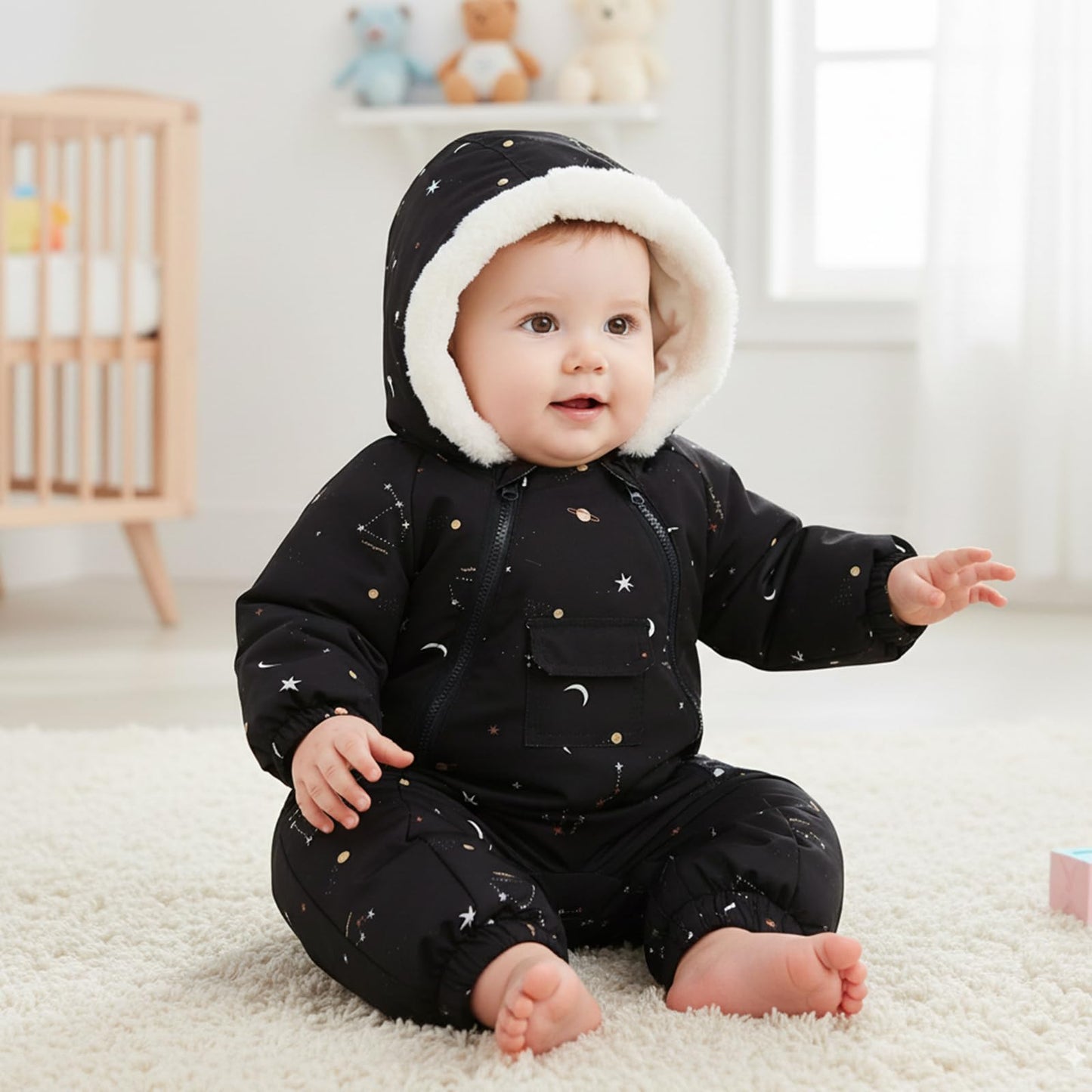 JiAmy Baby Snowsuit, Baby Boys Girls Winter Jumpsuit Romper Newborn Snow Overall for 0-24 Months