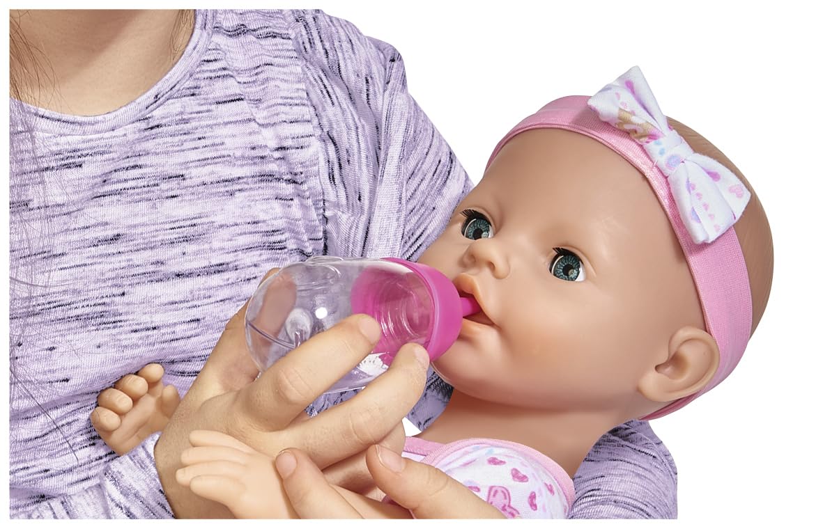 Simba 105039005 - New Born Baby Puppe, für Kinder ab 3 Jahren, Spielpuppe mit Funktionen, kann Trinken und PIPI Machen, 8 Teile, mit Babypuppe & Zubehör
