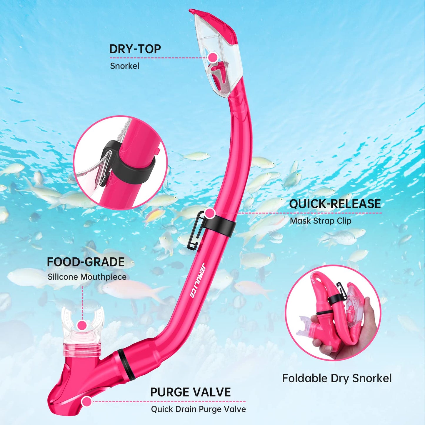 JEMULICE Taucherbrille Kinder, Schwimmbrille Kinder Schnorchelmaske für Jungen Mädchen, Tauchmaske mit Nasenabdeckung 180°Panorama HD Anti Nebel Anti-Leck Schwimmmaske für Kinder 4-16 Jahre