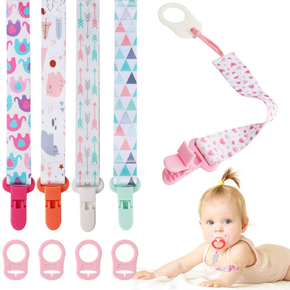 Schnullerkette Junge, 5er Baby Schnullerband Stoff mit 5er Silikonring, Schnullerketten mit Clips, Personalisiert Nuckelketten für Schnur Lätzchen Dreieckstuch Schnuller (Braun)