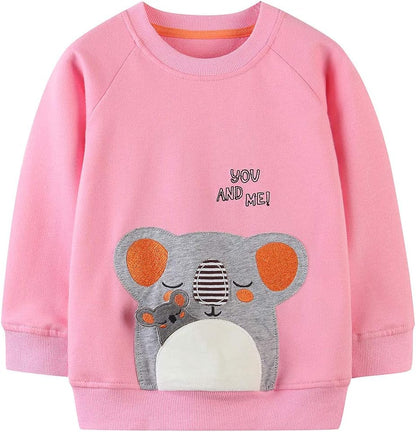Mädchen Sweatshirt für Kinder Süß Cartoon Pullover Baumwolle Top Langarm T-Shirt Größe 1-12 Jahre