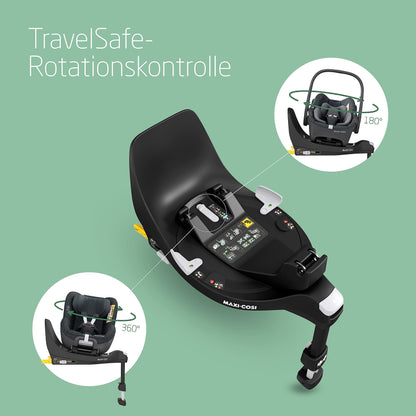 Maxi-Cosi Pebble 360 i-Size Babyschale Drehbar, Neugeborenen Autositz 360 Grad, 0–15 Monate (40–83 cm), Drehung mit einer, ClimaFlow, Easy-In-Gurt, G-CELL Seitenaufprallschutz, Essential Green