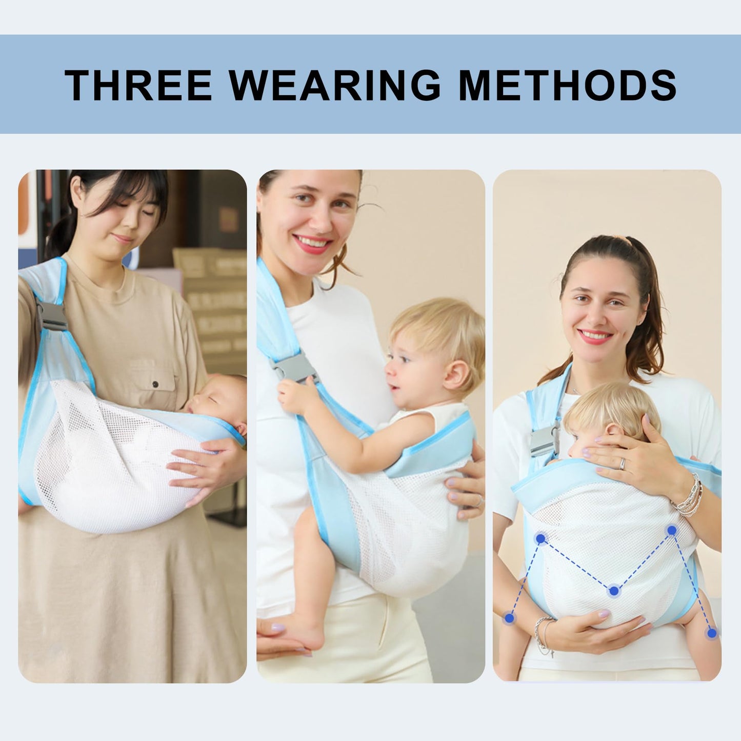 Babytrage,Babytrage Neugeborene ab Geburt,Tragetuch Baby Nugeboren,Atmungsaktive Baby Tragetuch,Babyrückentragen 0-15Kg,Neugeborene Verstellbare Babytrage