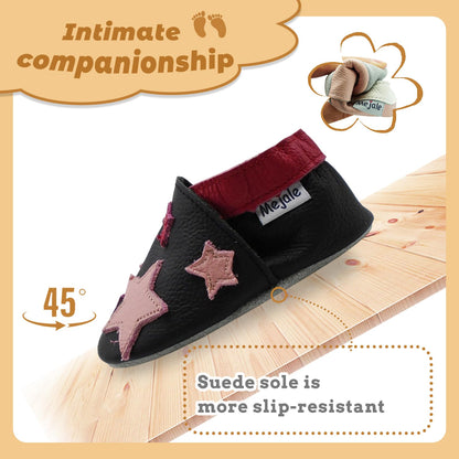 Mejale Leather Baby Shoes First Walking Shoes Crawling Shoes Toddler Children's Shoes Slippers