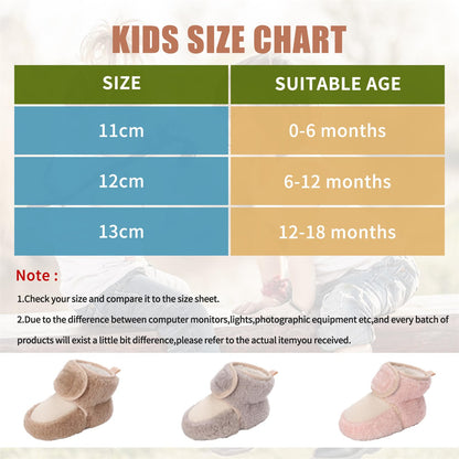 Baby Newborn Fleece Bootie, Winter Warm Non-Slip Soft Sole Winter Shoes, Sock Shoes, Cute Adjustable Crawling Shoes, Prewalker Boots for Girls and Boys, Toddler Size 0-18 Months
