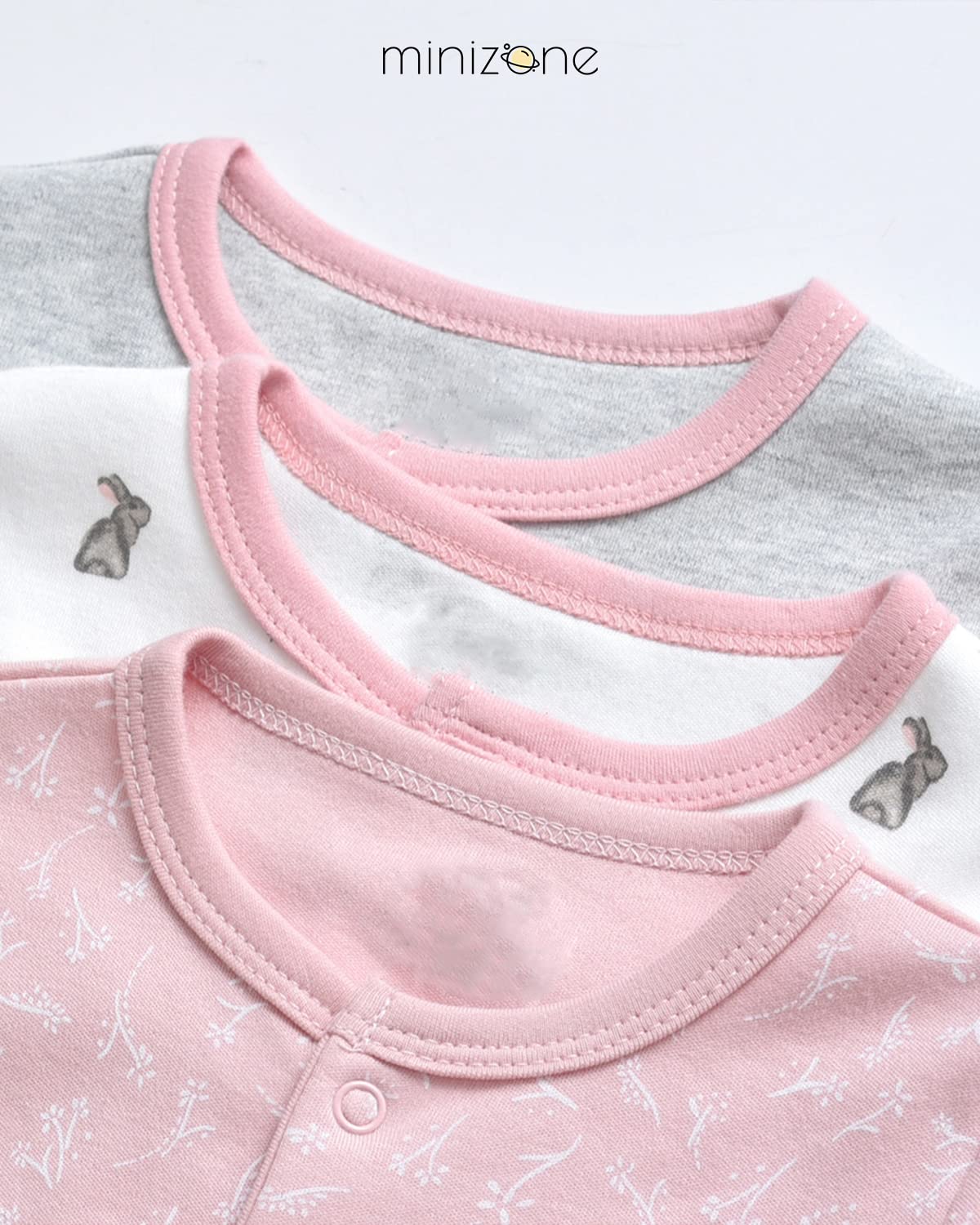 Minizone Baby Schlafstrampler 3er Pack, Pyjamas Langarm Strampler Jungen Mädchen Geschenk 9-12 Monate