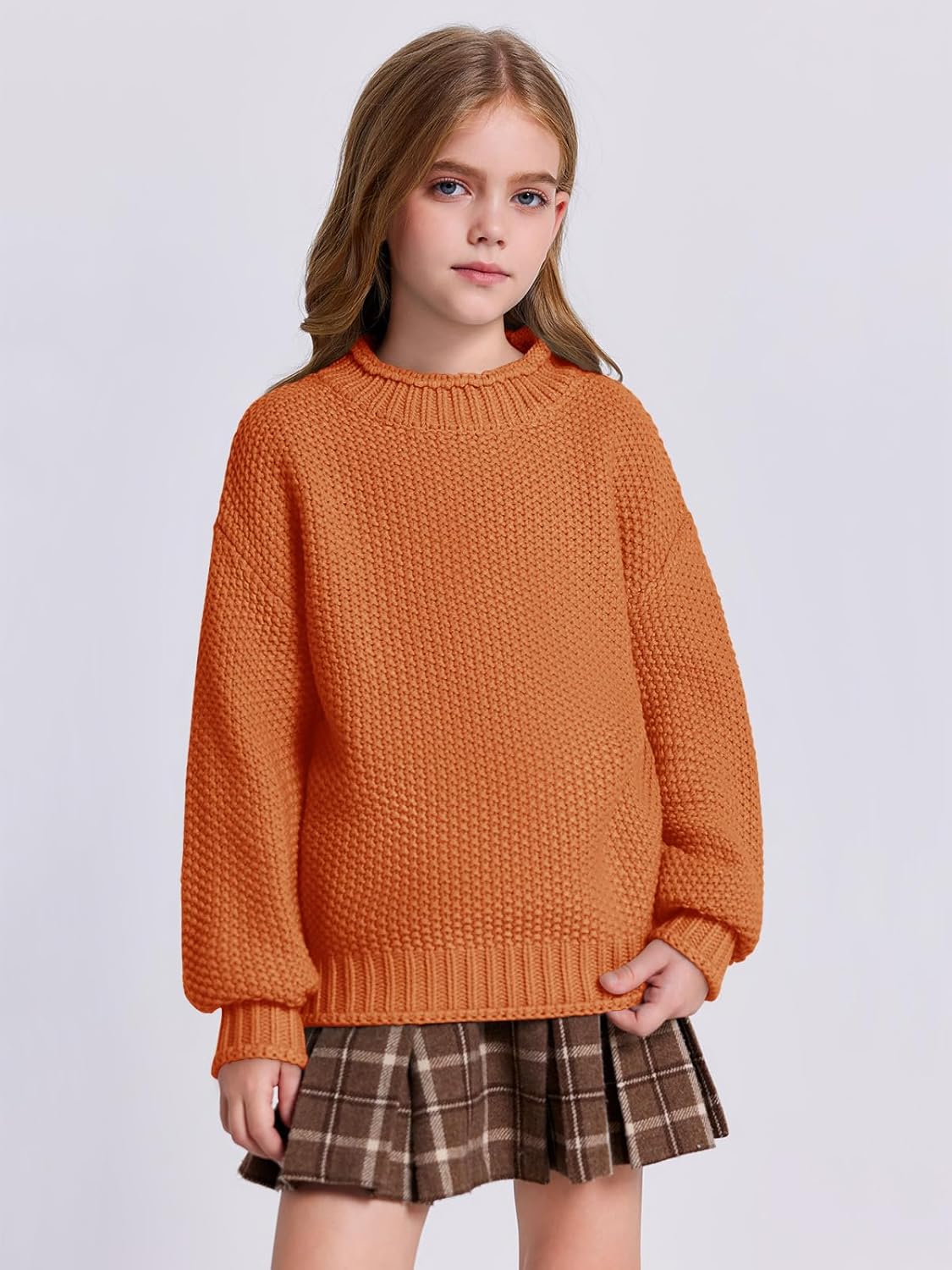 Wenrine Mädchen Pullover Winter Rollkragen Strickpullover Langarm Gestrickt Casual 5-14 Jahre