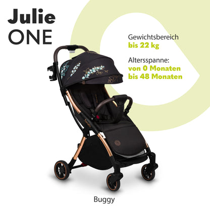 LIONELO Julie One Buggy Pushchair up to 22 kg, Adjustable Backrest and Footrest, Mosquito Net, Leg Warmer, Drink Holder and Transport Bag, Foldable