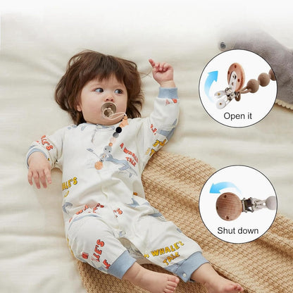 Weploda Baby Schnullerkette Clip, Schnullerkette, Schnullerkette Holz, Geflochtene Schnullerkette, Niedliche Cartoon Schnullerkette, Schnullerkette Mit Hasenmuster, Für Baby, Hält Schnuller Sauber