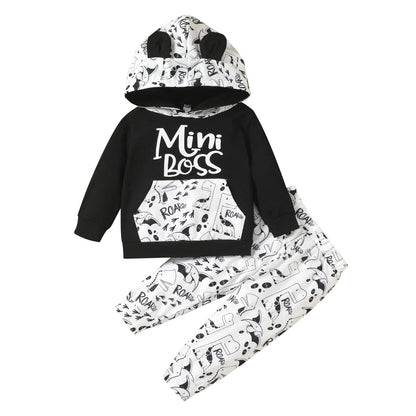 Yassiglia Baby Jungen Kleidung Set Neugeborene Zweiteiler Outfit Kleinkind Herbst Bekleidungssets Jogginganzug für Baby Junge Kapuzenpullover + Hosen Set