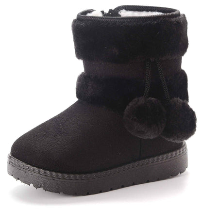 Children's Warm Lined Snow Boots, Girls' Winter Shoes, Baby Non-Slip Boots, Toddler Shoes, Soft Soles, Slip-On Boots