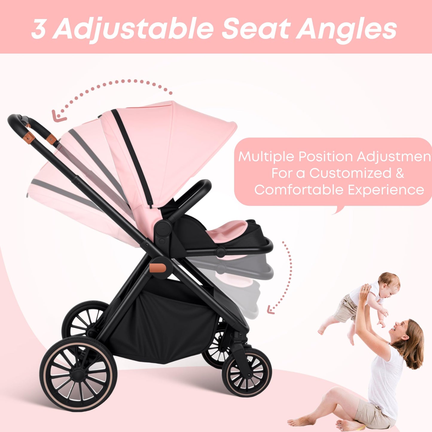 BabyVoyage Kombikinderwagen 2-in-1 ohne Babyschale – Babywanne & Sportsitz, Räder 360° Stoßdämpfer, Federung, höhenverstellbarer Griff, Faltbar, Zubehö-Grün