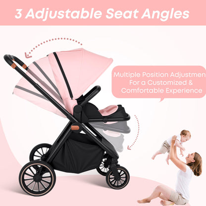 BabyVoyage Kombikinderwagen 2-in-1 ohne Babyschale – Babywanne & Sportsitz, Räder 360° Stoßdämpfer, Federung, höhenverstellbarer Griff, Faltbar, Zubehö-Grün