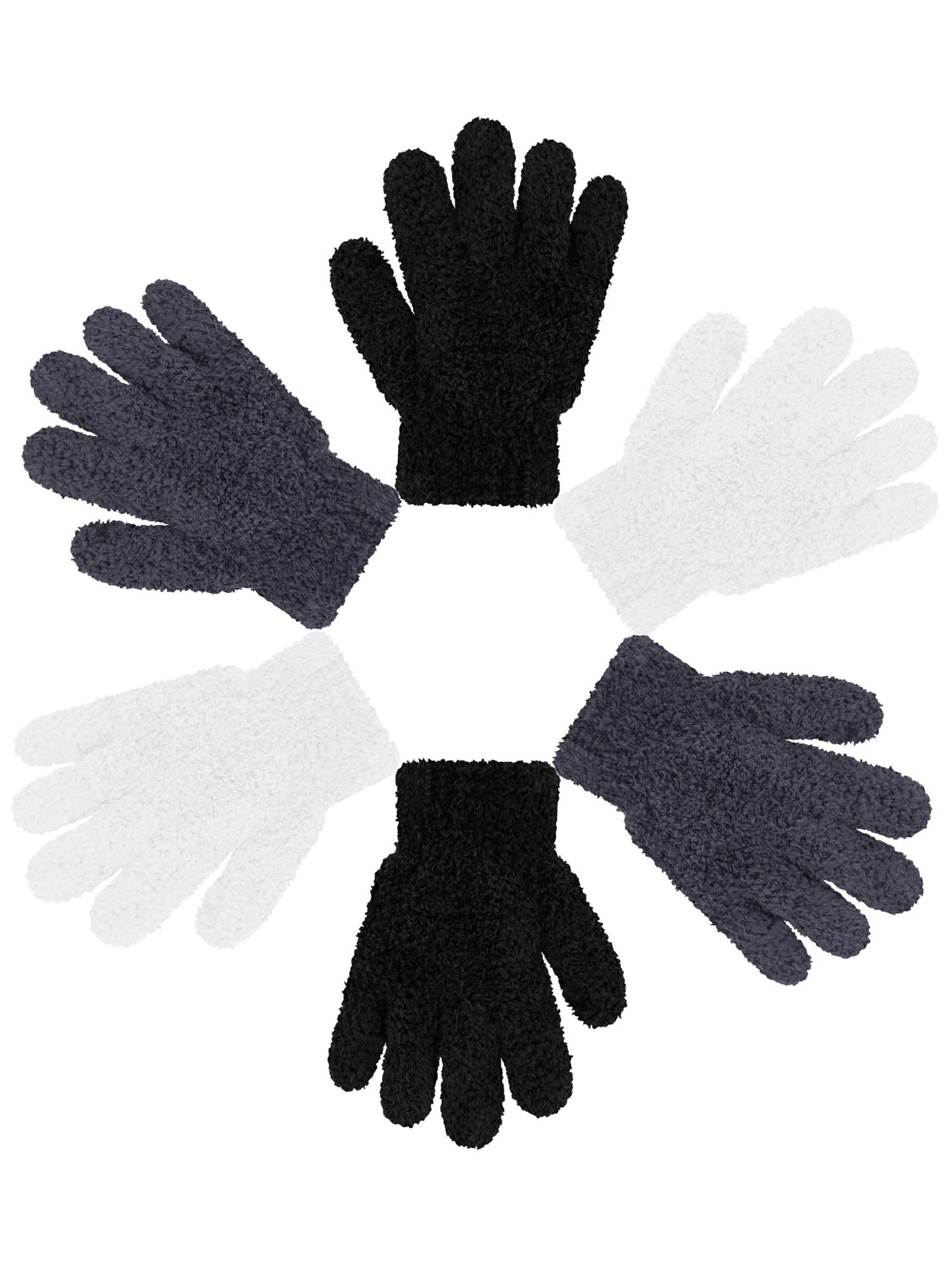Geyoga 3 Paar Kinder Strickhandschuhe Winter Vollfinger Handschuhe