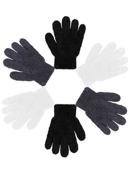 Geyoga 3 Paar Kinder Strickhandschuhe Winter Vollfinger Handschuhe