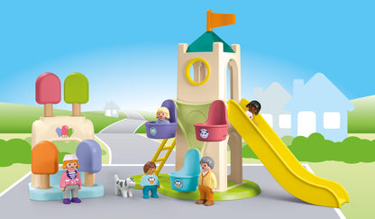PLAYMOBIL JUNIOR | Erlebnisturm mit Eisstand | nachhaltiges Spielzeug aus biobasierten Kunststoffen | für Kinder ab 1 Jahr | 71703