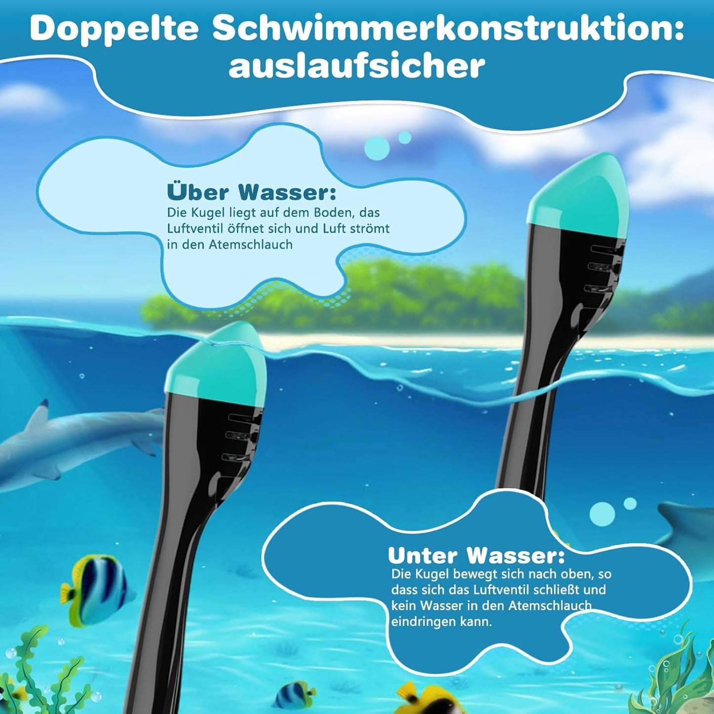 Schnorchelmaske Kinder Vollmaske – CO₂ sichere Tauchmaske ab 6 Jahren mit Anti-Beschlag, Anti-Leck, 180° Sichtfeld – Schnorchel Vollgesichtsmaske inkl. Silikon & Tragetasche