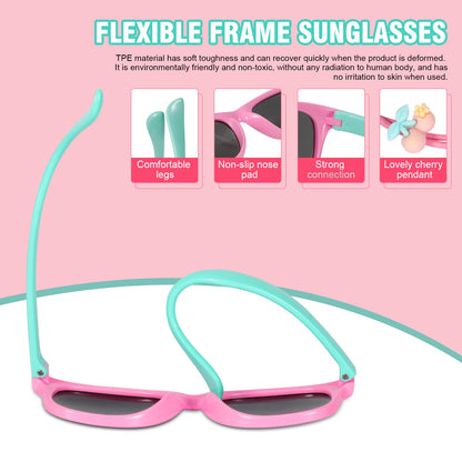 Hifot Sonnenbrille Kinder Polarisierte Sportbrille für Jungen Mädchen,UV400 Schutz Flexible Baby Sonnenbrille mit Brillenschnüre Alter von 3-12