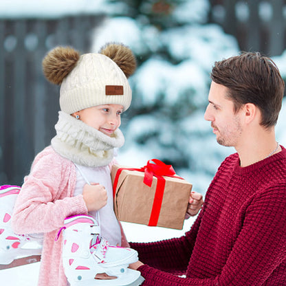 Kinder Wintermütze Schal Handschuhe Set - Strickmütze Beanie Hut für Mädchen Jungen 3-8 Jahre - Warme Winter Bekleidung