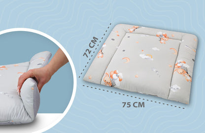 Wickelauflage Wickelunterlage aus Baumwolle 75x72 cm - Weich und waschbar Wickelunterlage für Babys Wickelmatte aus Stoff für Wickeltisch Wickelkommode oder Waschmaschine 75 x 72 Wilde Rose