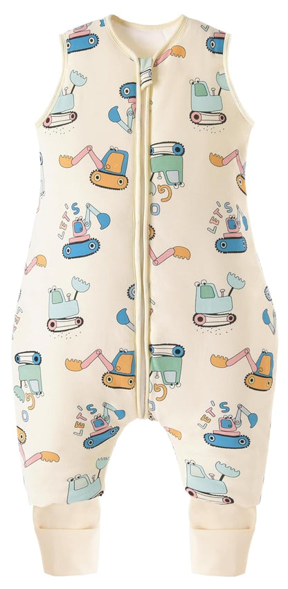 Chilsuessy Baby Sleeping Bag with Legs, 1.5 Tog, Sleeping Bag, 100% Cotton, All-Year Sleeping Bag with Feet, Baby Sleeping Bag, Children, 1.5 Tog/Zebra, 80 cm / Baby Height 85–95 cm
