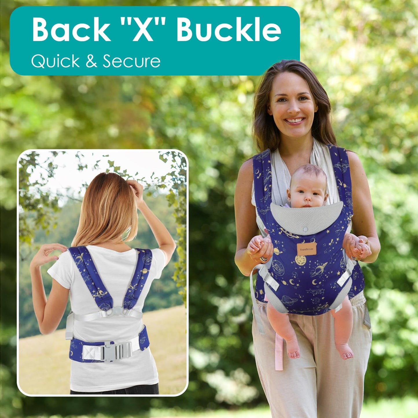 YooxArmor Babytrage für Neugeborene ab Geburt,Ergonomische gemütlich und leichtgewichtig Babybauchtrage mit Nackenstütze,Rückentrage Baby-Tragetasche Geeignet für 3-30 kg