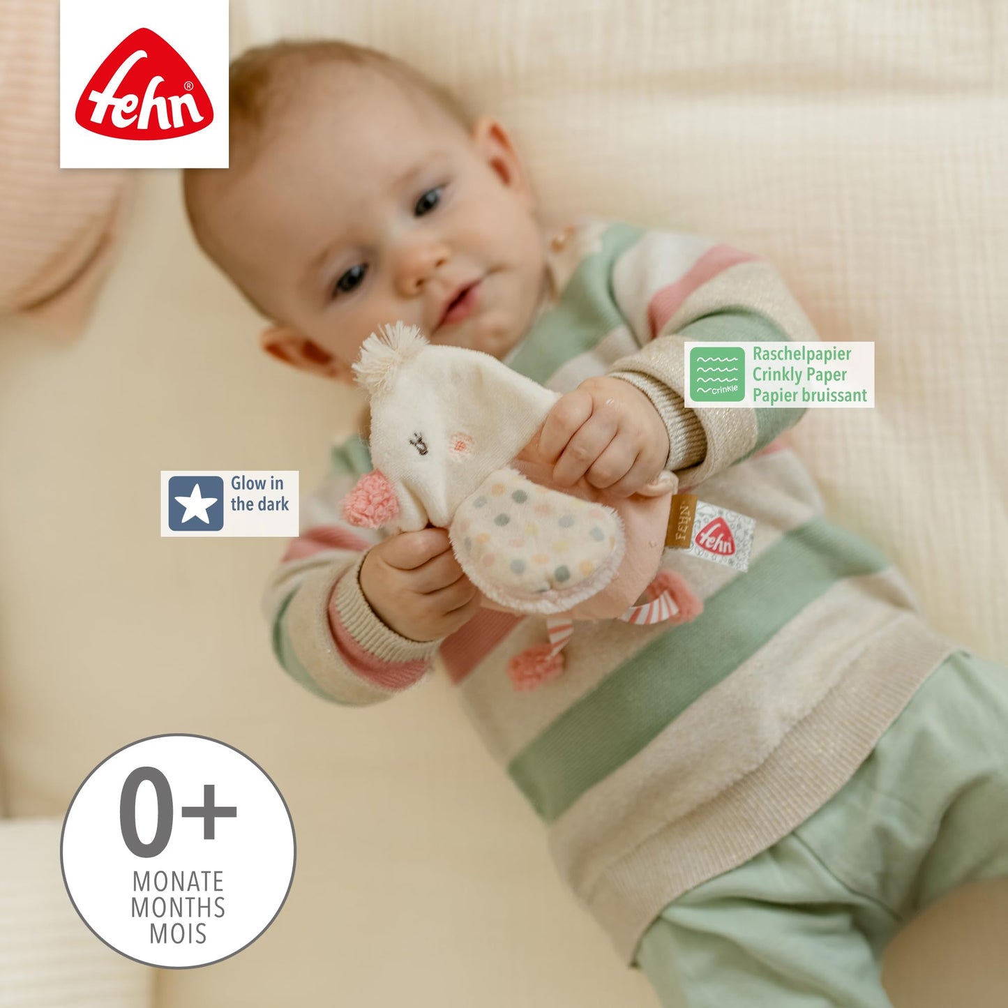 Fehn Knister Seestern – Activity Baby Raschel Spielzeug zum Greifen und Spielen - Activity-Rascheltier Babyspielzeug - Motorikspielzeug & Knisterspielzeug für Babys und Kleinkinder ab 0+ Monaten