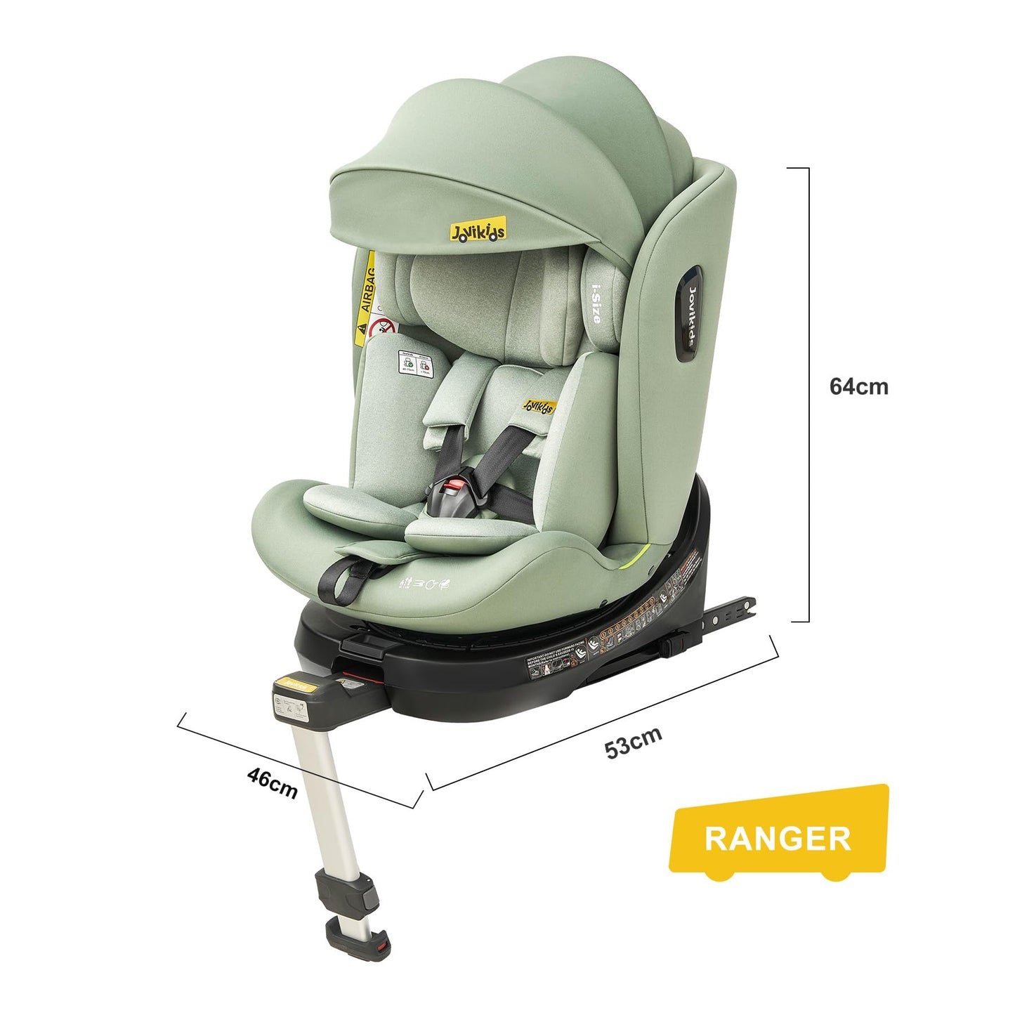 Jovikids 360° Drehbar Kindersitz mit ISOFIX, i-Size 40-150cm(ab Geburt -12 Jahre) Baby Autositz Reboarder mit Liegefunktion & Abnehmbar Vordach, ECE R129 (Rosa) - Meloni2