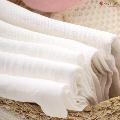 FENSILO - Mulltücher - Mullwindeln - 10er Pack 70x80 cm - Stoffwindeln, Made IN EU, schadstoffgeprüft - Spucktücher Set für Mädchen – Baby Mullwindeln- Rosa - Oeko-TEX Zertifiziert