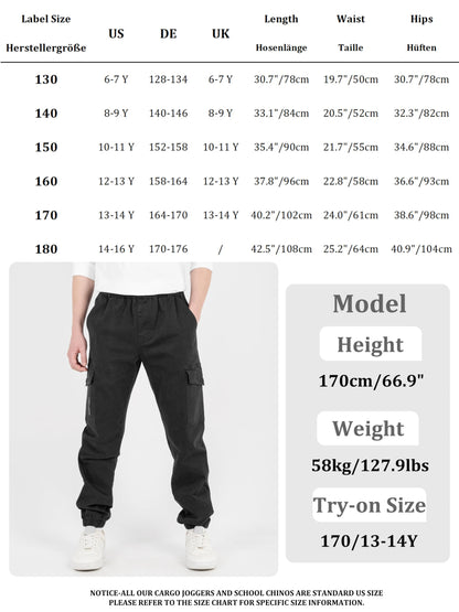 CAMLAKEE Kinder Jungen Cargohose Jogger Hose mit elastischem Bund