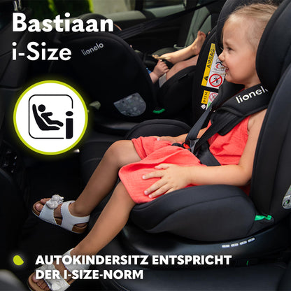 LIONELO Bastiaan i-Size One 360o drehbarer Autositz für Kinder von 40-150 cm, Montage in Fahrtrichtung und entgegen der Fahrtrichtung möglich, ISOFIX Pas TopTether Einstellbare Rückenlehne
