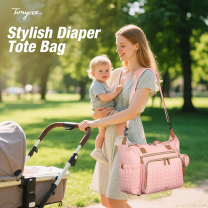 Wickeltasche mit Schnullertasche und Wickelunterlage, Wickelrucksack Multifunktions-Babytasche für Große Reisewindeltasche für Mama und Papa, isolierten Taschen-Dunkelblau