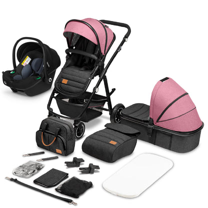 LIONELO MERIL 3-in-1 Multifunktionaler Kinderwagen 0-48 Monate Bis zu 22 kg, Babywanne bis zu 9 kg, Kindersitz bis zu 13 kg, Geländeräder 360°, Vollfederung, XXL-Verdeck mit UPF50+ - Meloni2