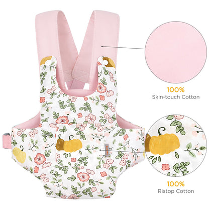 GAGAKU Puppentrage ab 3 Jahre Bauchtrage Babypuppen Zubehör Schultergurte Babytrage Puppe Kleinkind Puppentragetasche Stofftiertrage Kuscheltierträger - Rose - Kaninchengarten