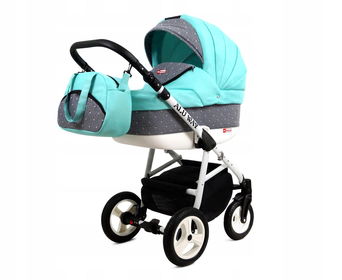 BabyLux® Kinderwagen Set 4 in 1 - Alu Way - incl. Babywanne, Buggy Sportsitz, Auto-Babyschale, ISOFIX-Basisstation - Autositz - Kinderwagenset - Kombikinderwagen mit Wickeltasche usw.