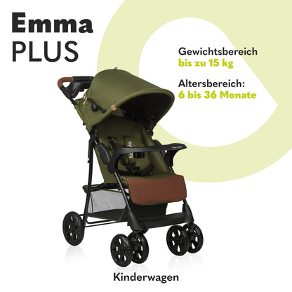 LIONELO Emma Plus Kinderwagen bis zu 15 kg, Kindersportwagen, leicht modern klein Buggy mit Liegeposition, zusammenklappbar, große Räder, großer Korb, Tasche Stone