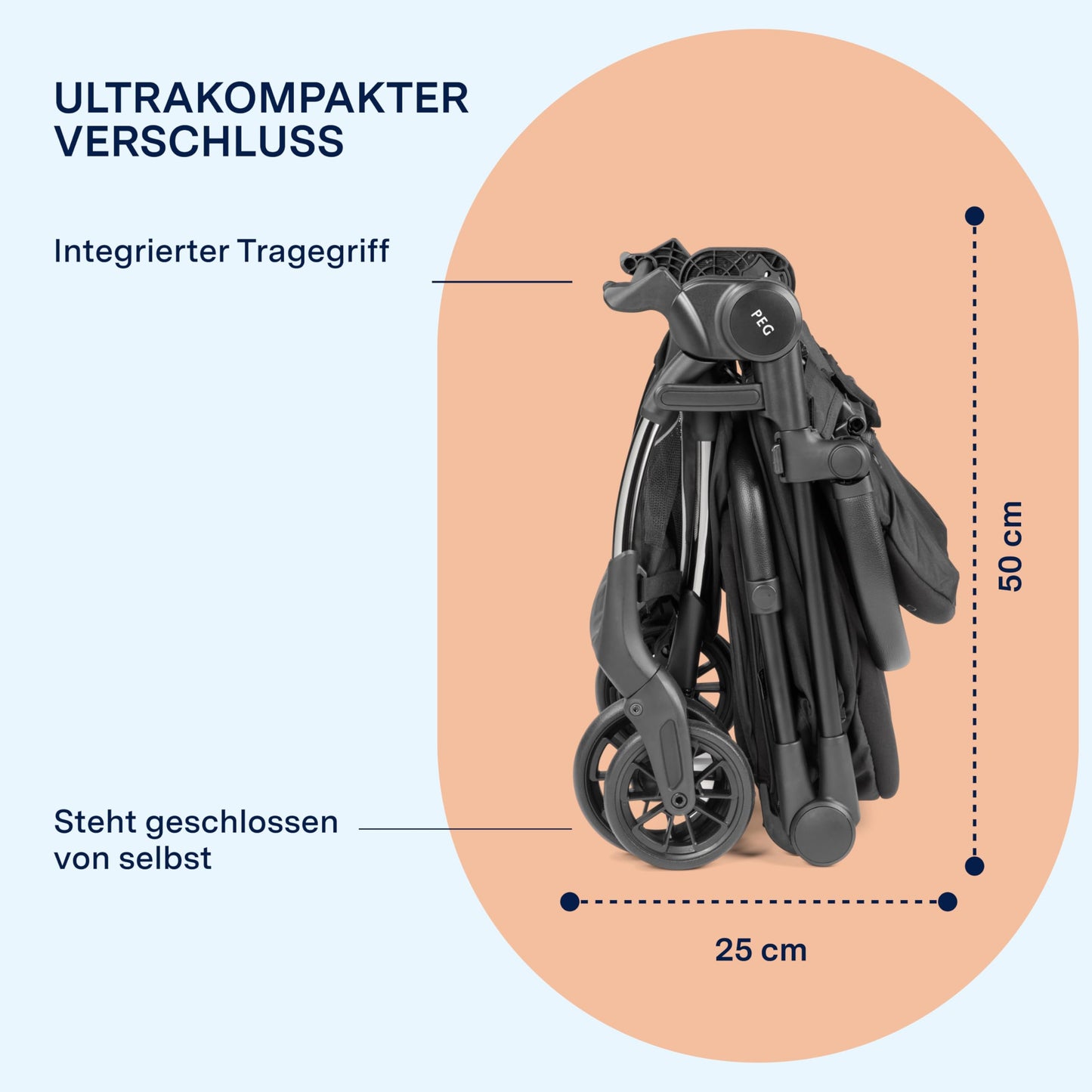 PEG Leichter Buggy Volo mit Regenschutz, Handgepäckgröße, Flugzeuggeeignet, Kompakt, Ab Geburt bis 22 kg, Reisetasche Inklusive, Malva