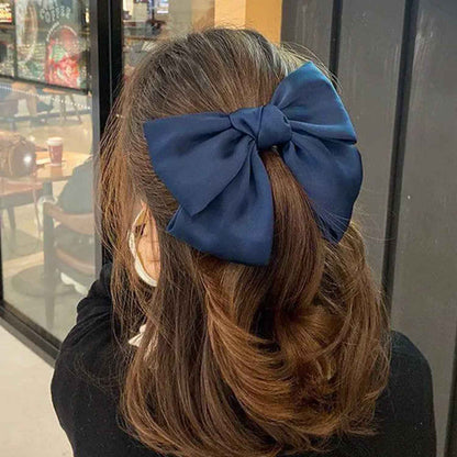 Bow Hair Clip, Pack of 2 Women Hair Bows Large Bow Hair Clip French Hair Clips Girls Hair Clips (Black + White)