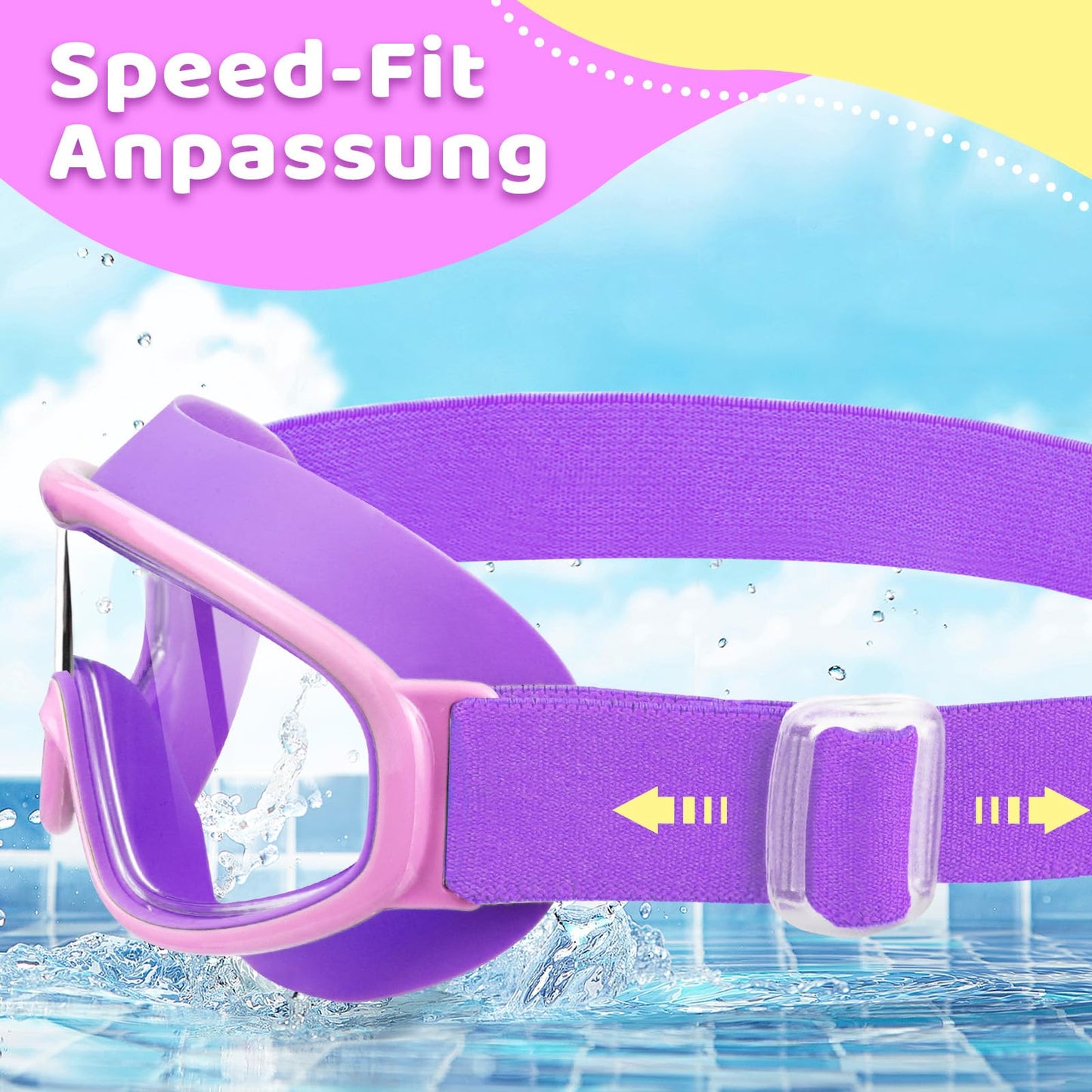 Vvinca Kids Swimming Goggles with Comfort Fabric Strap Wide Angle Anti-Fog UV Protection Waterproof Swimming Goggles for 3-14 Years