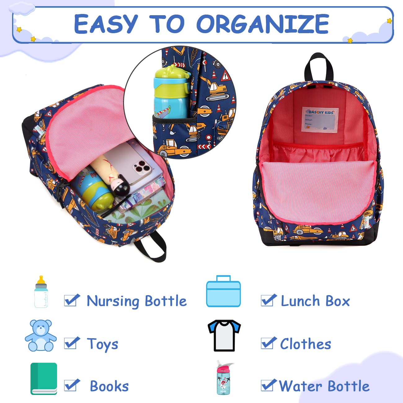 Rucksack für Mädchen, 4-6 Jahre, Schulrucksack mit Seitentaschen und Brustgurt, 127-Einhorn, one size, Niedlich