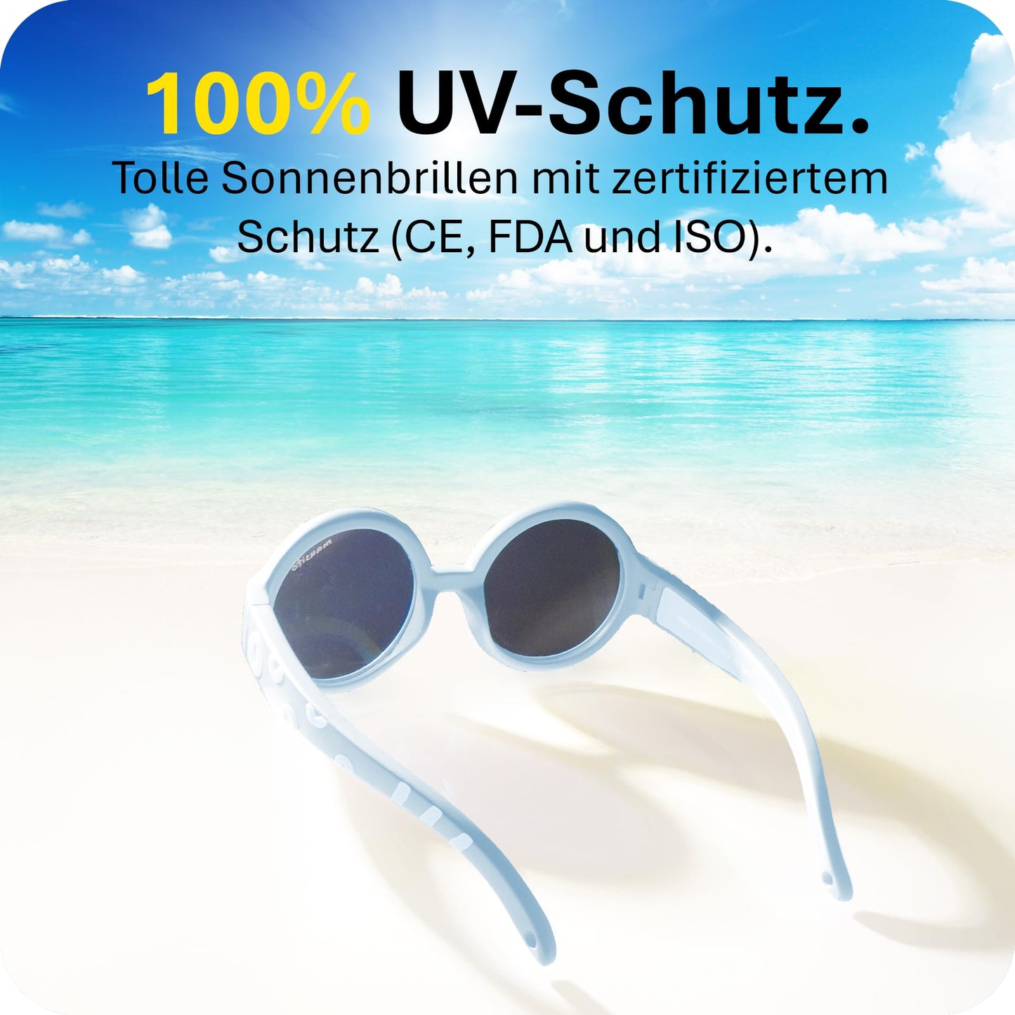 Mausito Sonnenbrille Kinder 6-24 Monate & 2-5 Jahre | VERGLEICHSSIEGER Kindersonnenbrille 100% UV-Schutz | BIEGSAM | Schadstofffreie Kindersonnenbrillen mit Band | Europäisches Design für Kinder