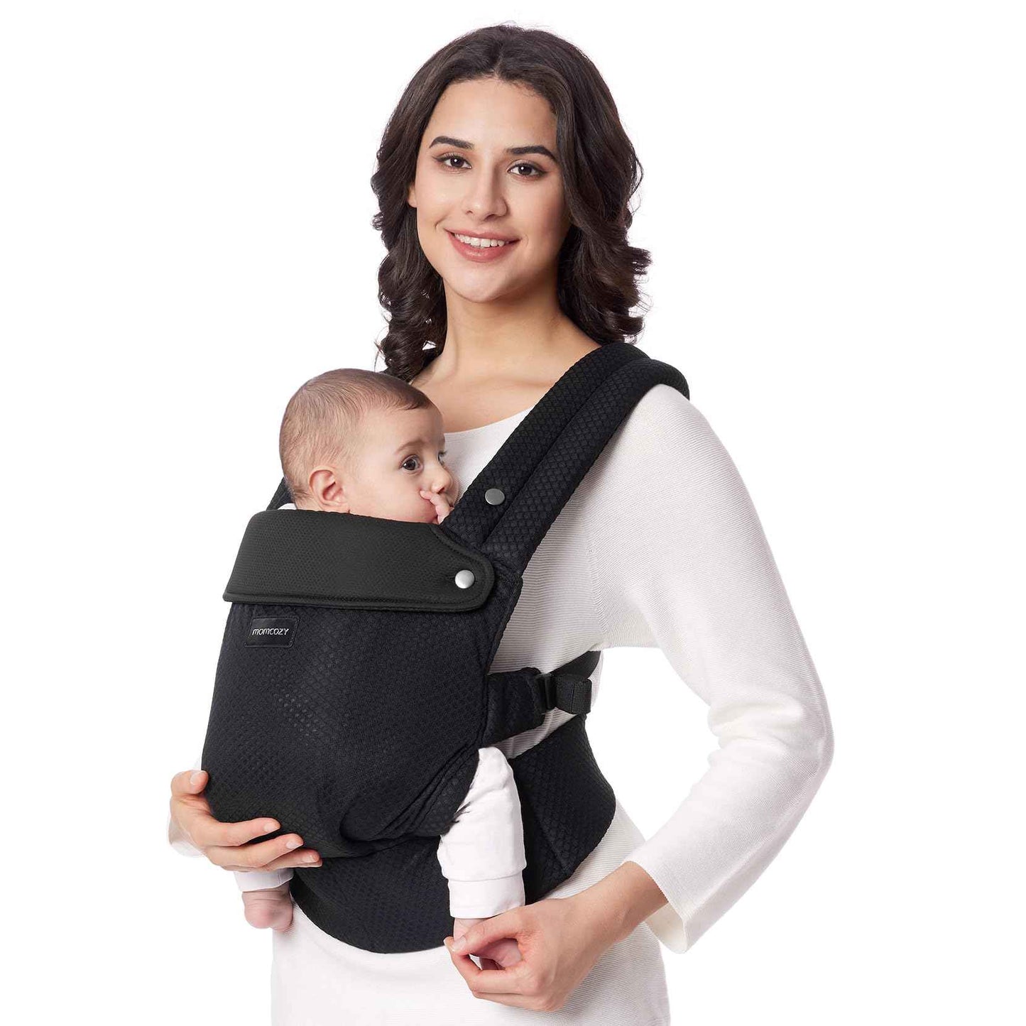 Momcozy Babytrage aus 100% Baumwolle – Baby Carrier für Kleinkind (3-24 Monate, 3,2-20 kg) · Ergonomische M-Position · X-Rücken · Taillengurt 64-127cm, Khaki
