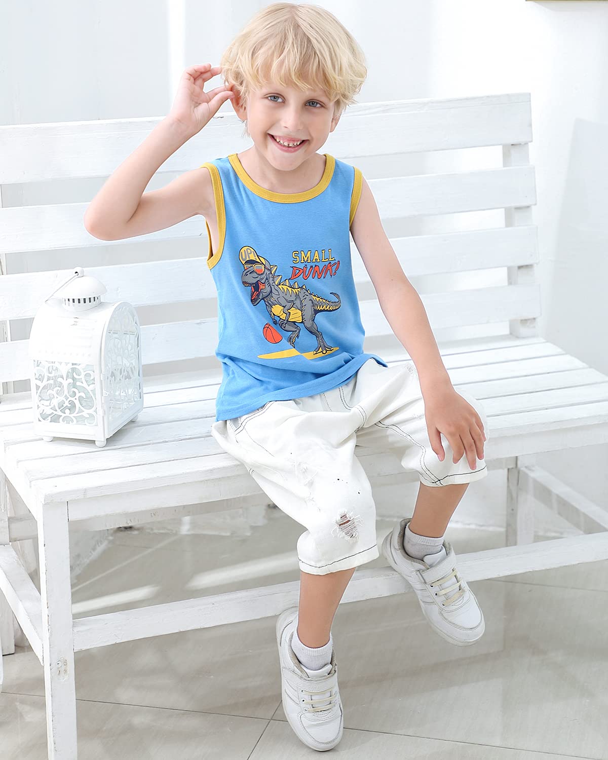 Adorel Jungen Unterhemden Baumwolle Ärmellos Tank Top Unterwäsche 3er-Pack